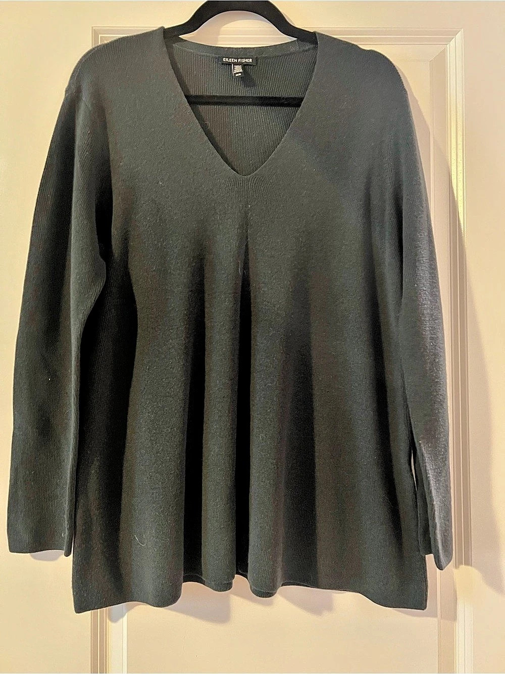 Eileen Fisher Ultrafine Merino V-Neck Tunic Dark Green